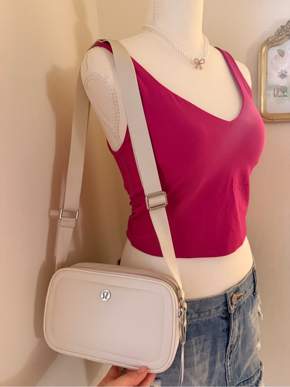 lululemon athletica Cream Crossbody Bag with Adjustable Strap